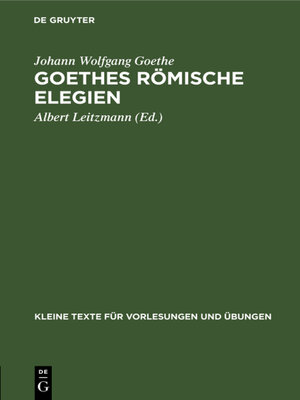 cover image of Goethes römische Elegien